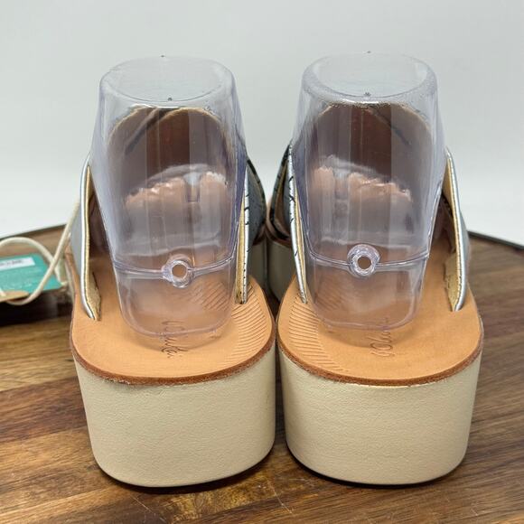 Olukai Ohohi Leather Slide Wedge Sandals Black/Silver Women's 9 NWT - Picture 5 of 10